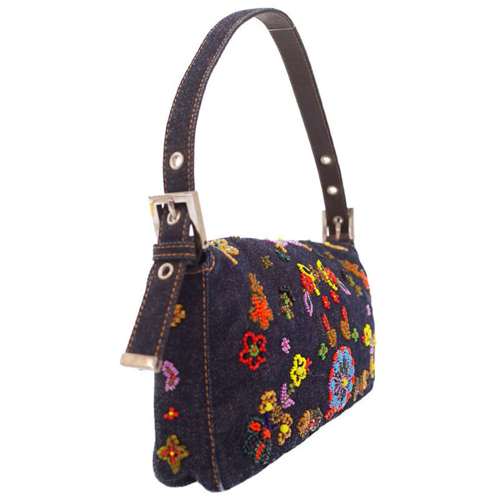 Fendi Bucket Semi Bag Shoulder Denim Beaded